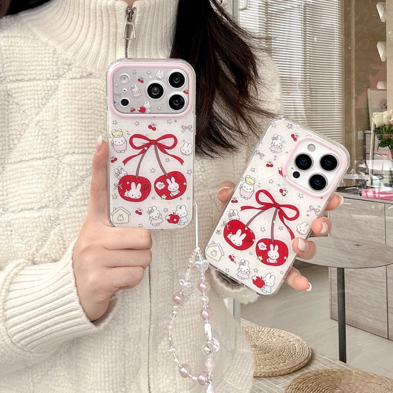 Cute Cartoon Wrist Strap Silicone Case - Милый чехол для телефона с изображением