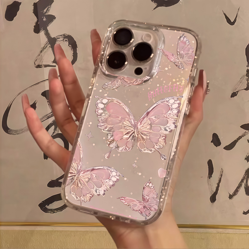 Clear Shockproof Bumper Case - Прозрачный чехол для телефона с розовыми